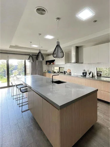 Bright kitchen after Solatube daylighting installation