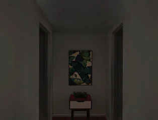 Dark hallway before daylighting