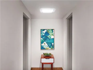 Bright hallway after Solatube installation
